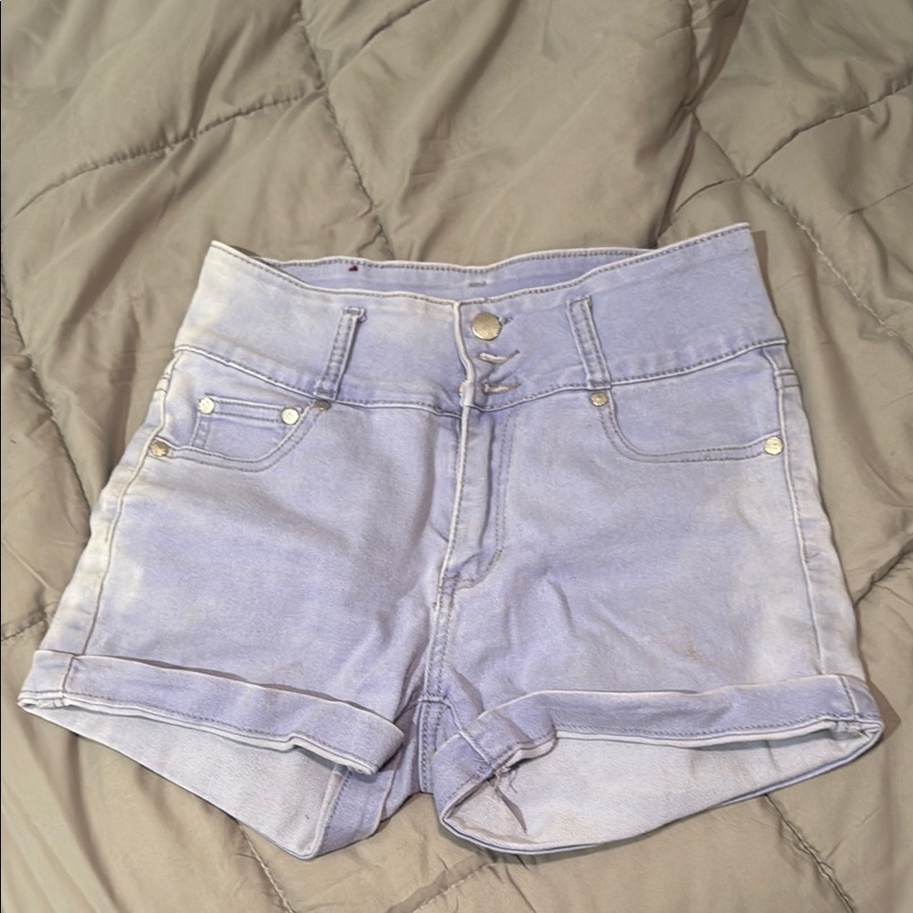 High Waist Blue Denim Shorts